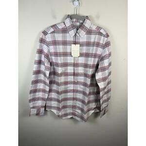 NWT Shades Of Gray By Micah Cohen Red White Black Plaid Button Down Large